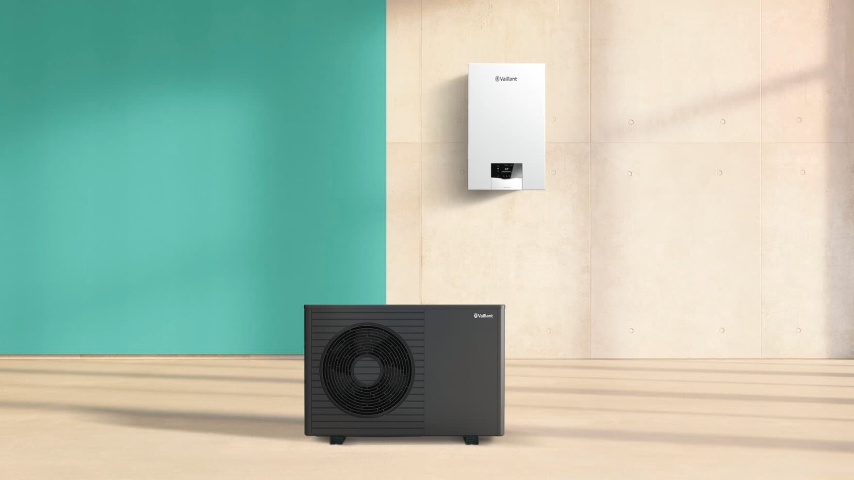 Sistema de calefacción híbrido con bomba de calor aroTHERM exclusive ES y caldera de gas ecoTEC plus