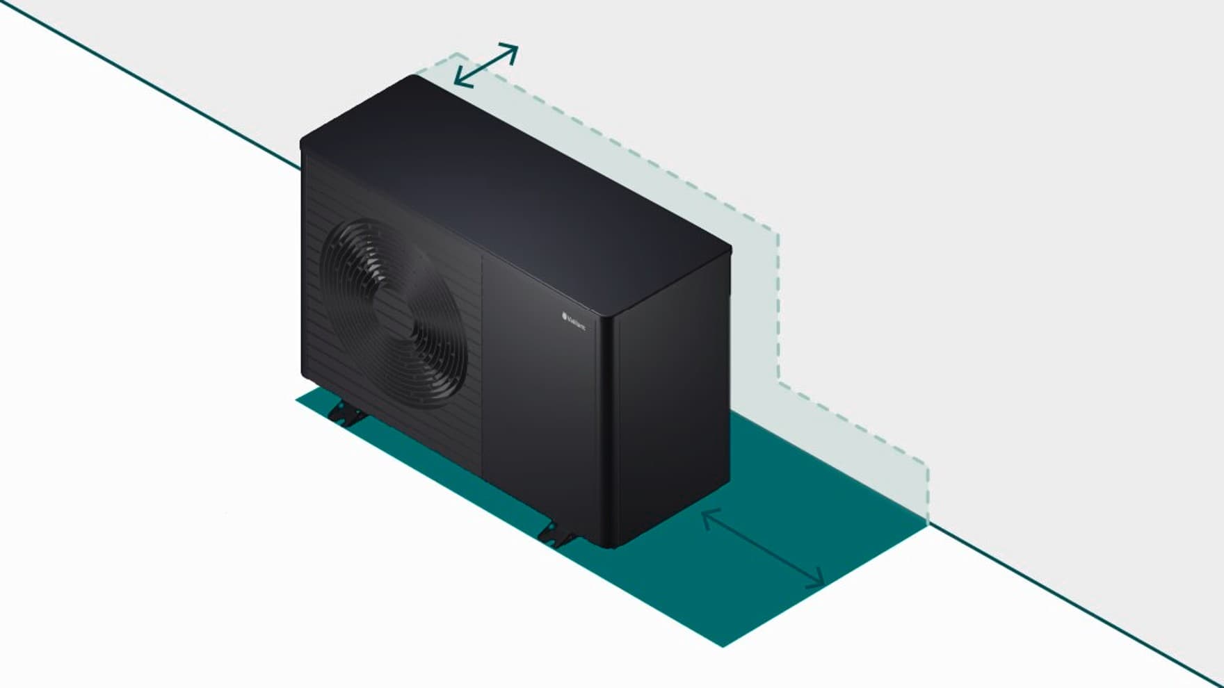 Zona de protección de la bomba de calor con función Flexible Space.