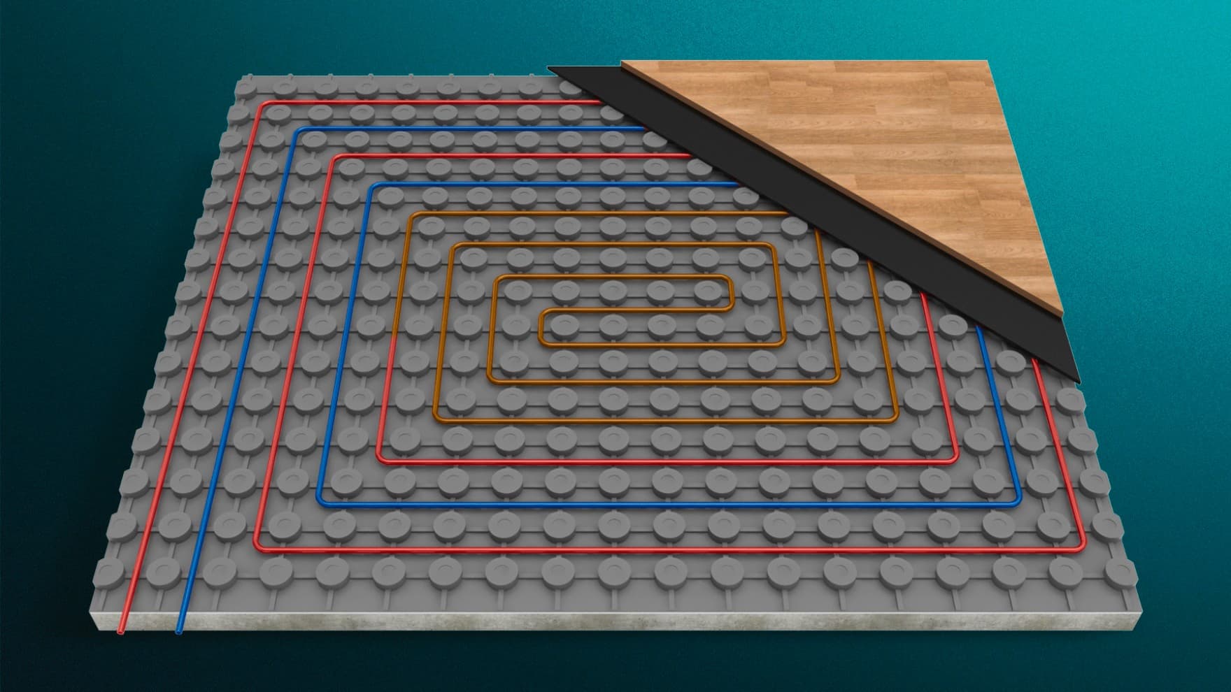 calefacción por suelo radiante en la instalación del circuito