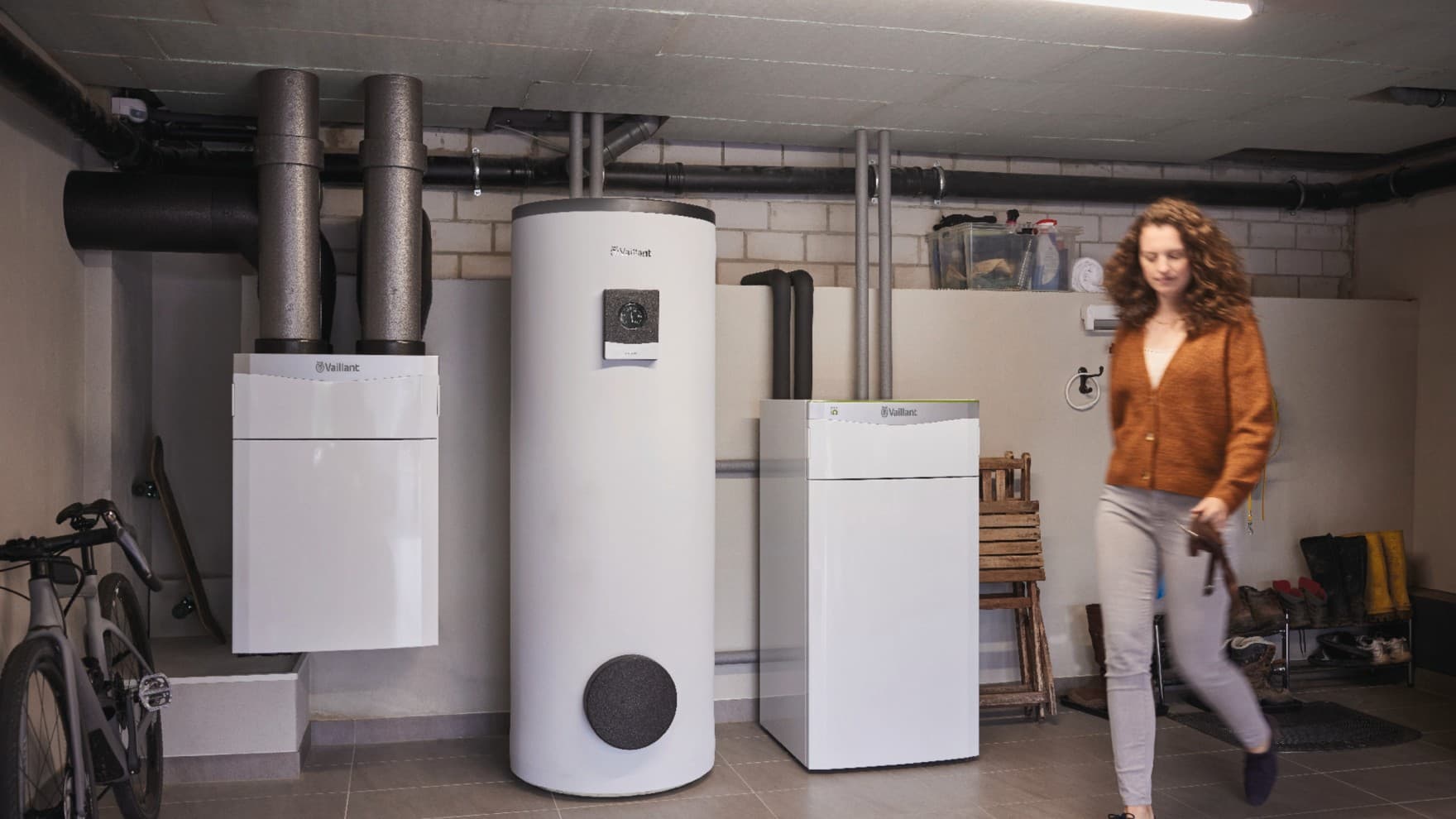Sistema de bomba de calor en un cuarto de servicio