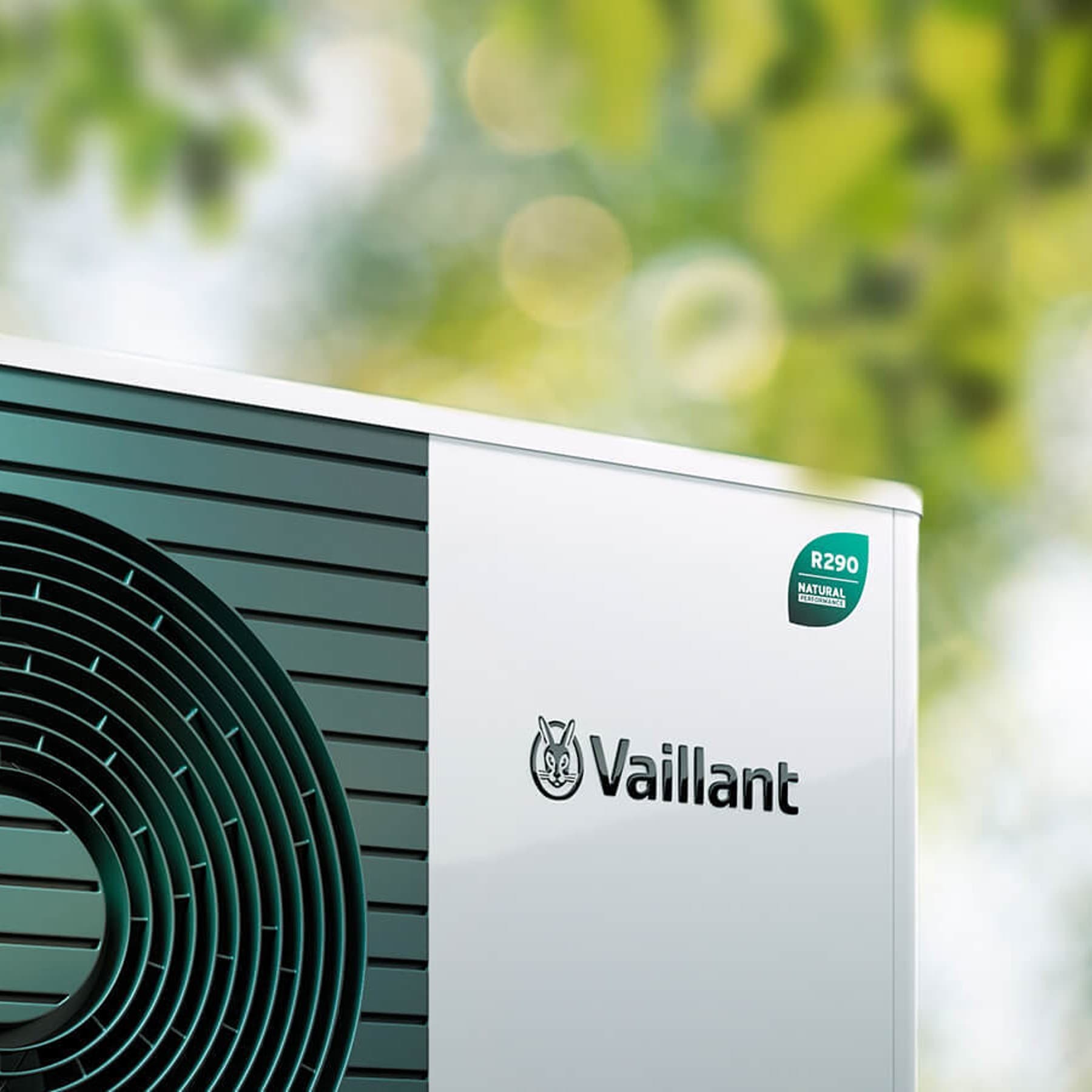 Una bomba de calor con etiqueta R290.