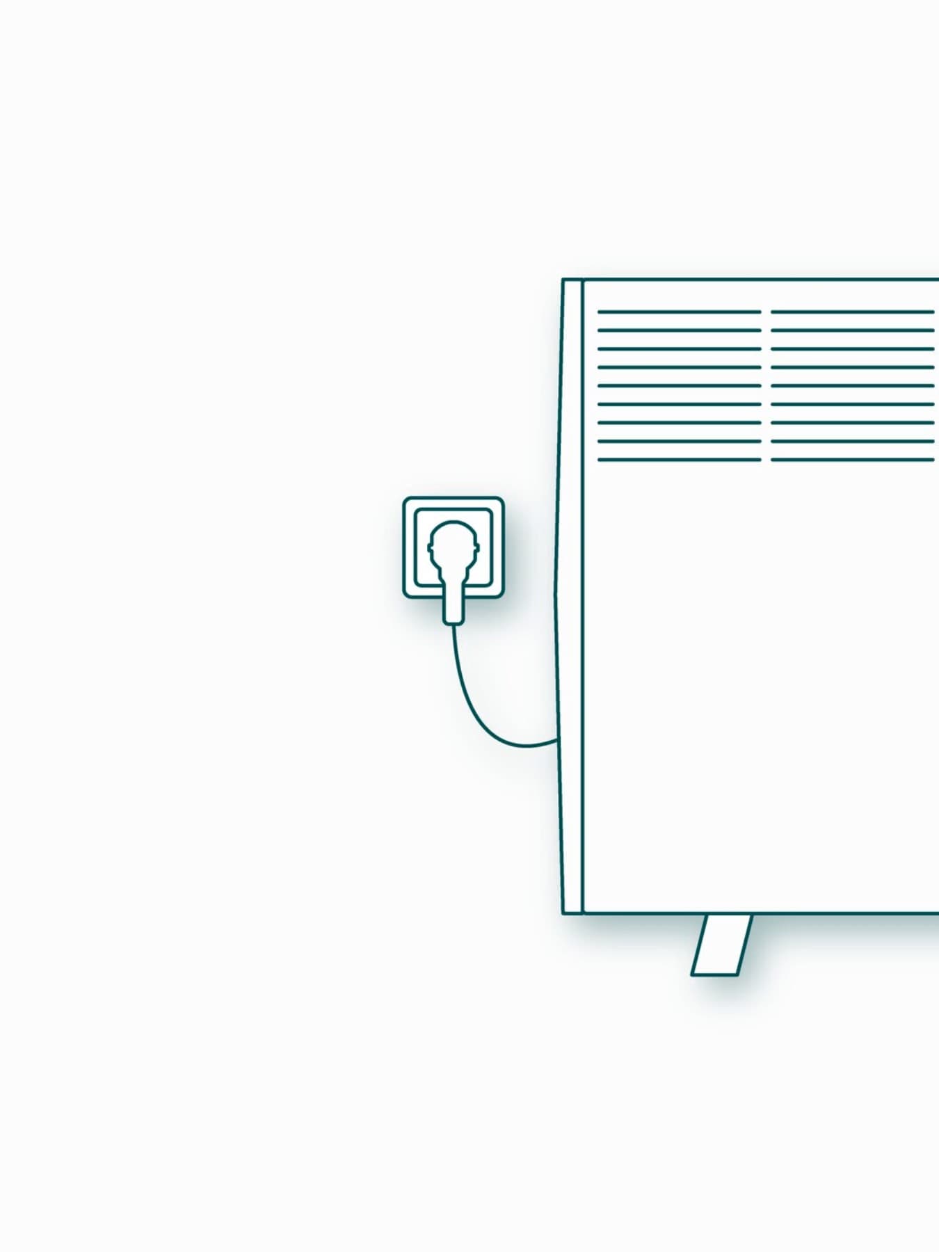 Dibujo gráfico de un radiador convector
