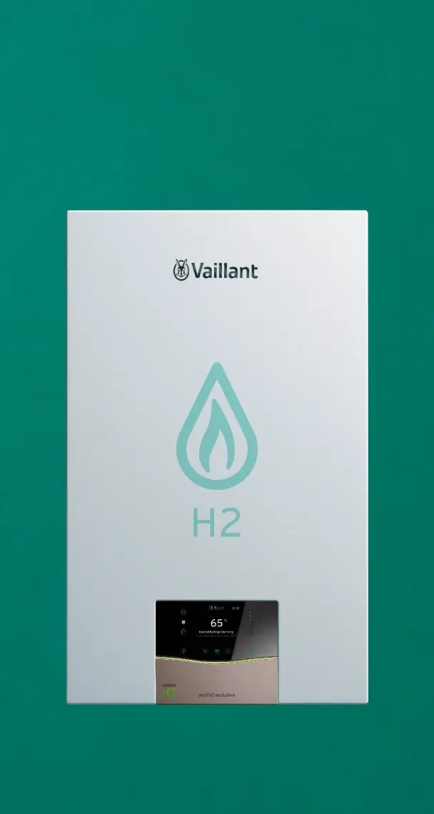 vaillant boiler with hydrogen symbol on its casing